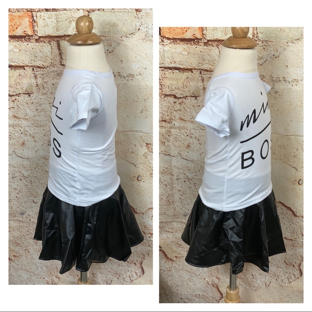 NEW 2 Piece Mini Boss Faux Leather Skirt Set - Picture 5 of 12